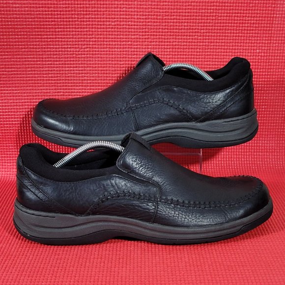 Clarks Black Leather MOC Slip-On Shoes - Men's 12N - Picture 1 of 8